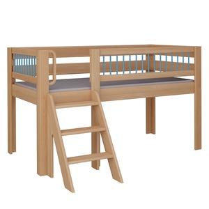 Cama Kubu media alta escalera DELUXE de Breuyn natural-azul