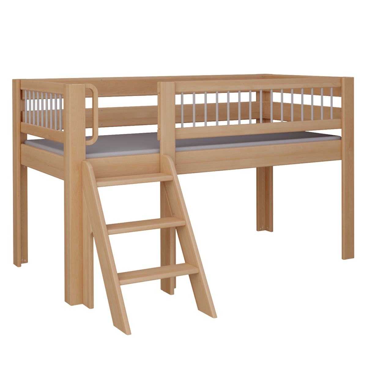 Cama Kubu media alta escalera DELUXE de Breuyn natural-gris