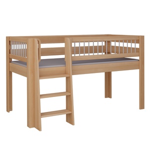Cama Kubu media alta escalera DELUXE de Breuyn natural-gris