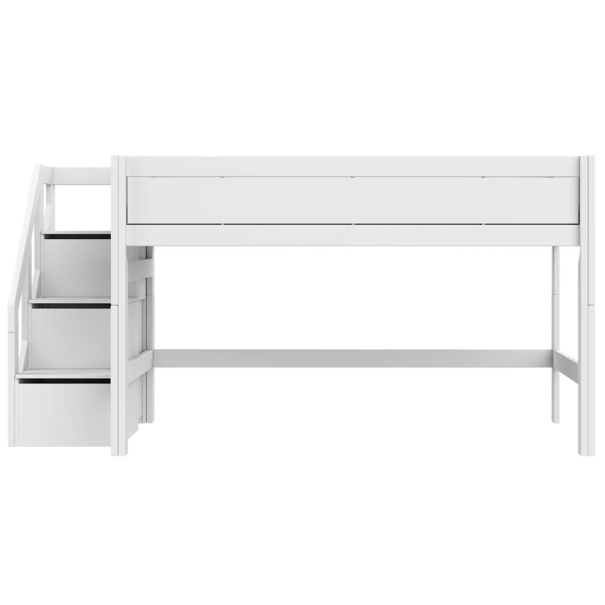 Cama media alta 120x200cm escalera cajones DELUXE Lifetime white