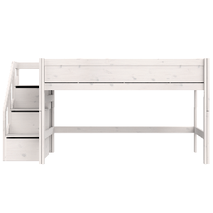 Cama media alta 120x200cm escalera cajones DELUXE Lifetime whitewash