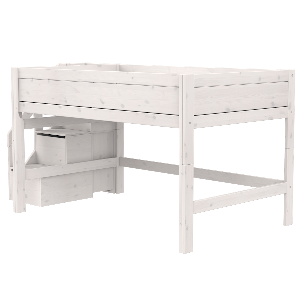 Cama media alta 120x200cm escalera cajones DELUXE Lifetime whitewash