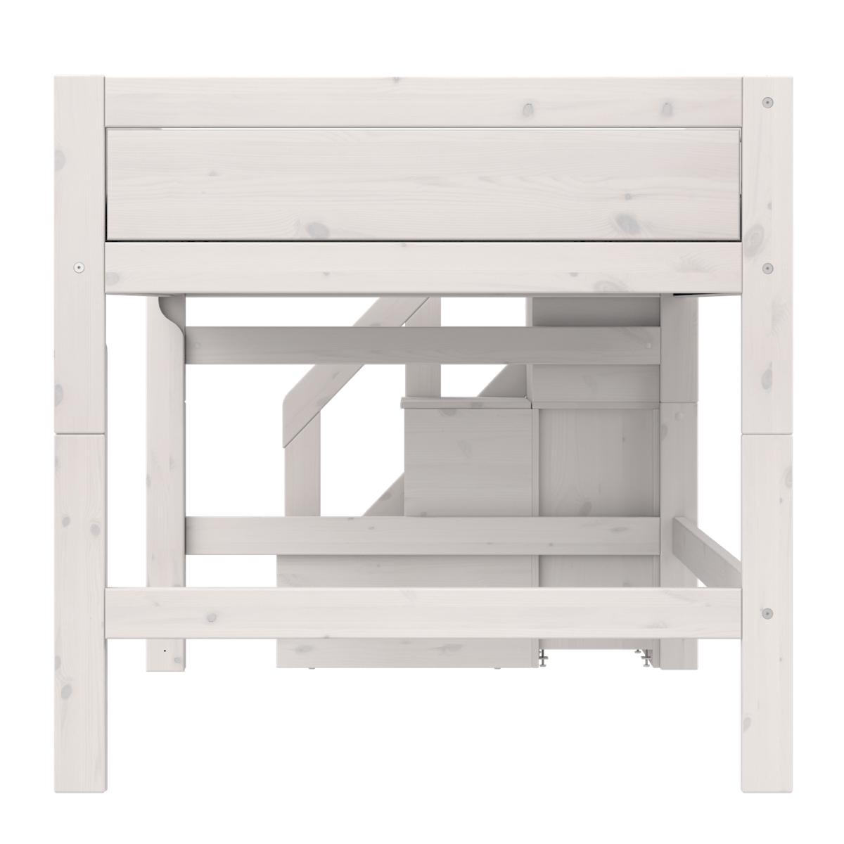 Cama media alta 120x200cm escalera cajones PREMIUM Lifetime whitewash