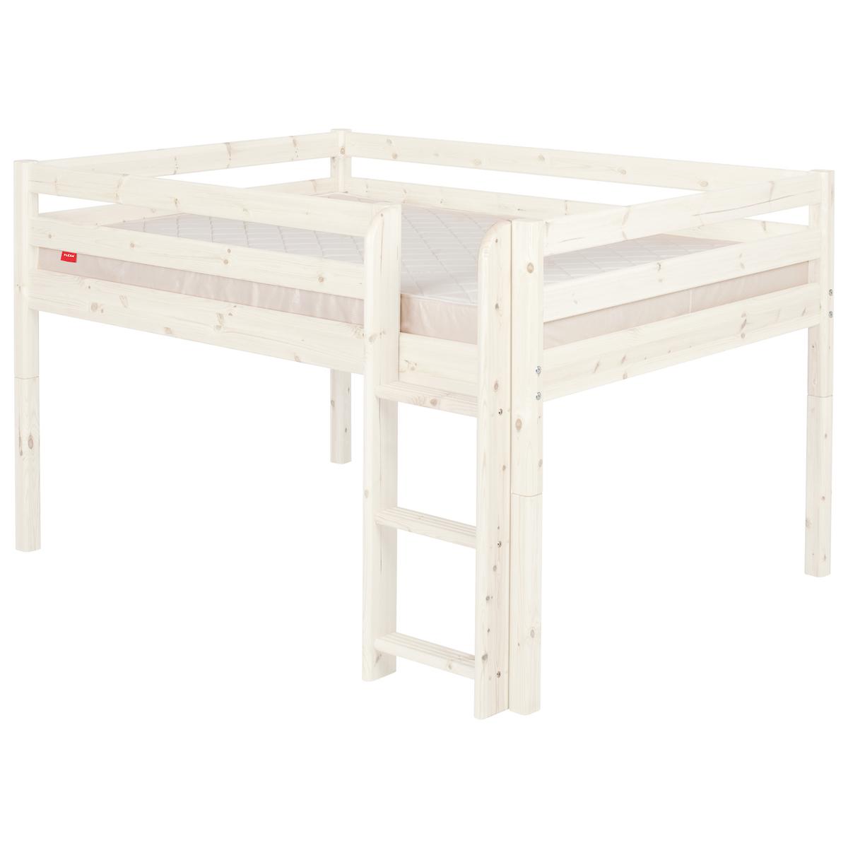 Cama media alta 140x200cm escalera recta CLASSIC de Flexa blanco cal