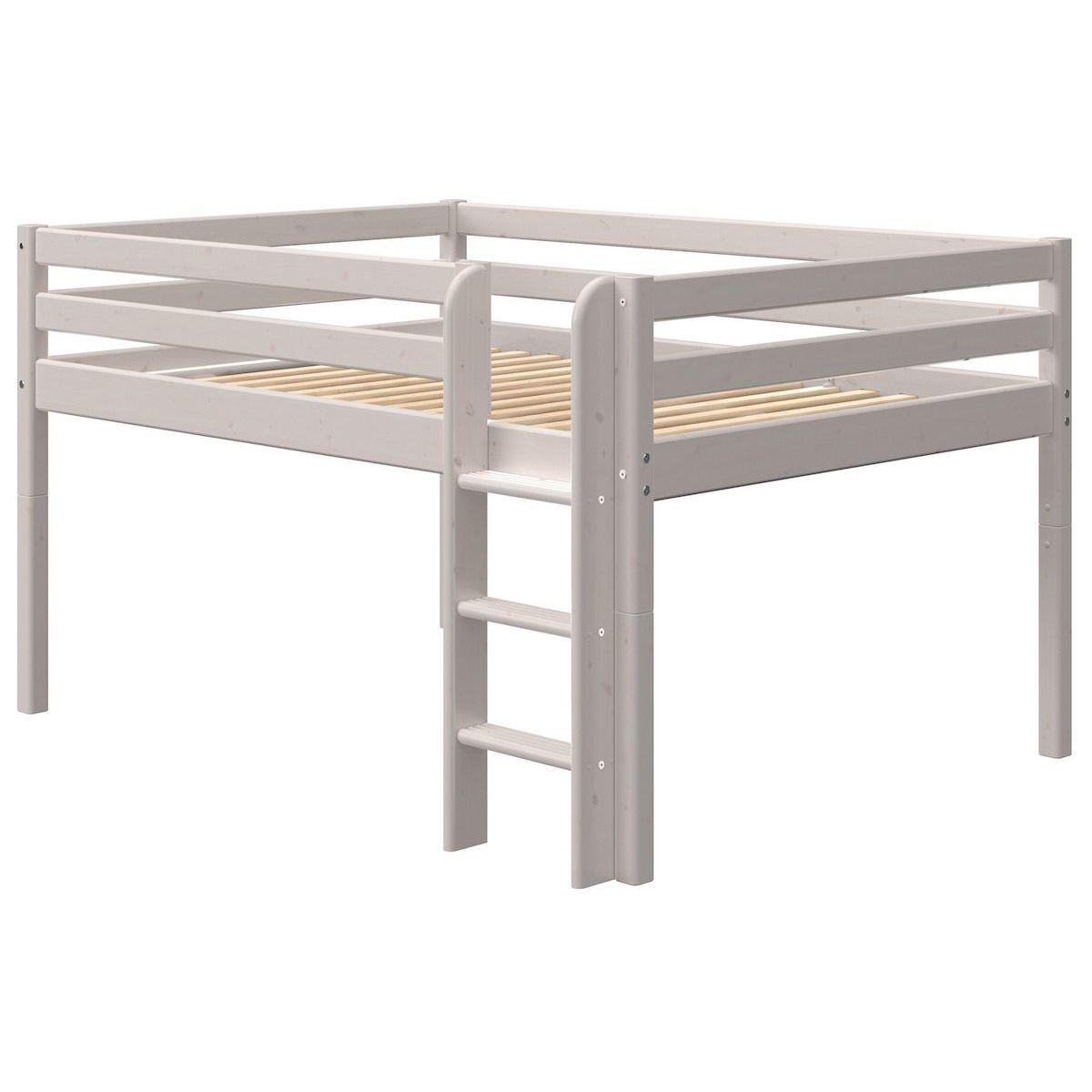 Cama media alta 140x200cm escalera recta CLASSIC Flexa grey washed
