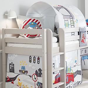 Cama media alta 140x200cm escalera recta CLASSIC Flexa grey washed