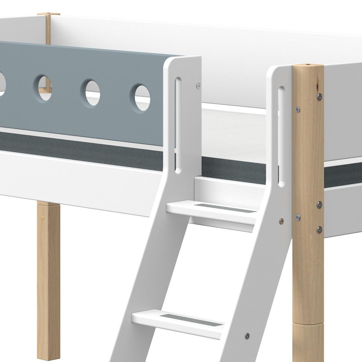 abitare-kids.es | Cama media alta 90x190cm escalera inclinada WHITE