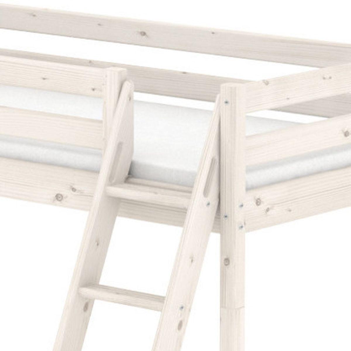 Cama media alta 90x200 CLASSIC Flexa escalera inclinada blanco cal