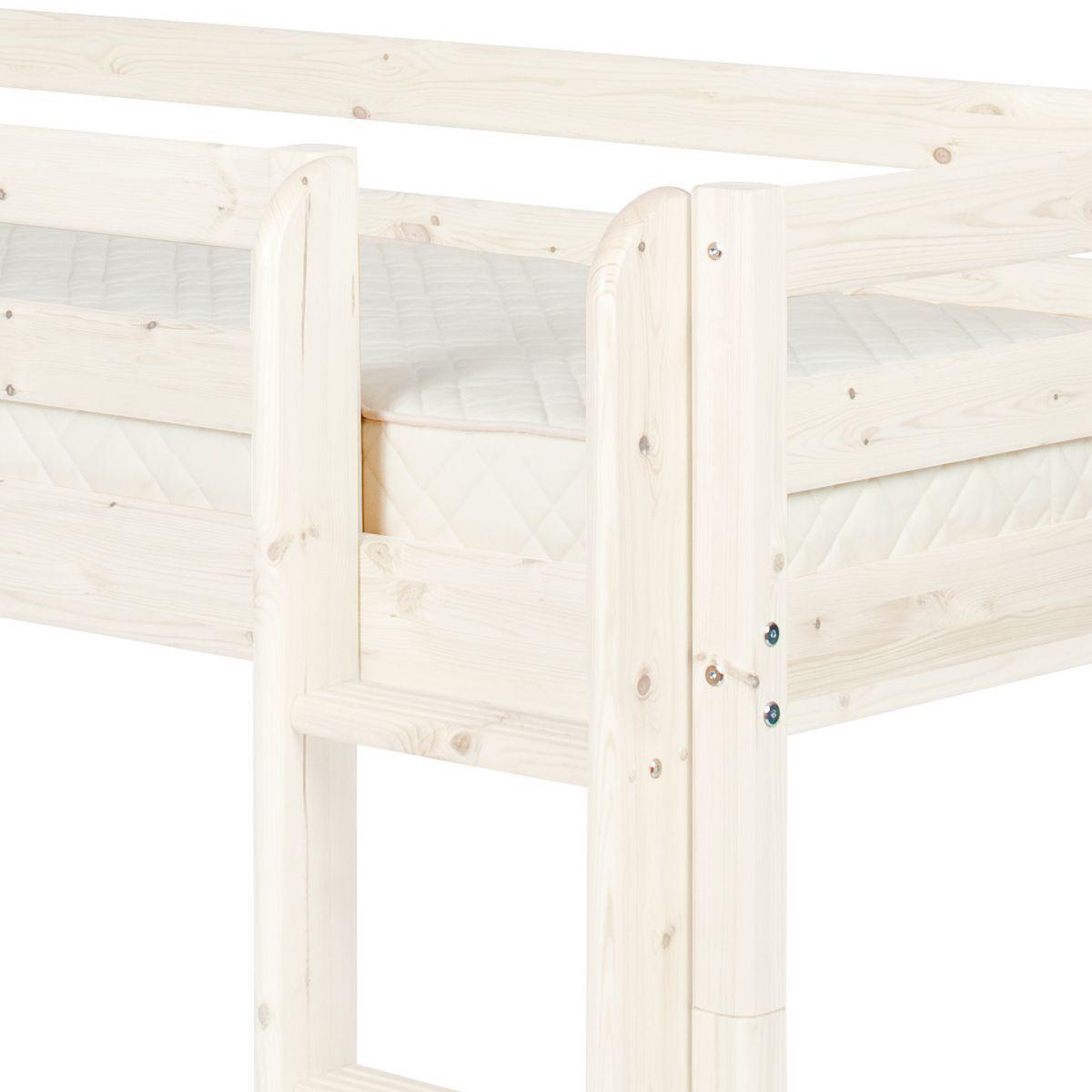 Cama media alta 90x200 CLASSIC Flexa escalera recta blanco cal