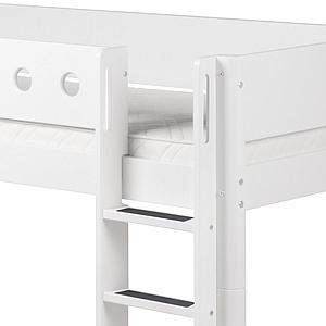 Cama media alta 90x200 WHITE Flexa escalera recta barrera y patas blancas