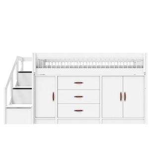 Cama media alta 90x200cm escalera cajones All-in-One BREEZE Lifetime blanco