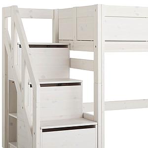 Cama media alta 90x200cm escalera cajones Lifetime blanqueado