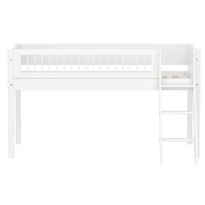 Cama media alta 90x200cm escalera inclinada-barrera barras WHITE Flexa