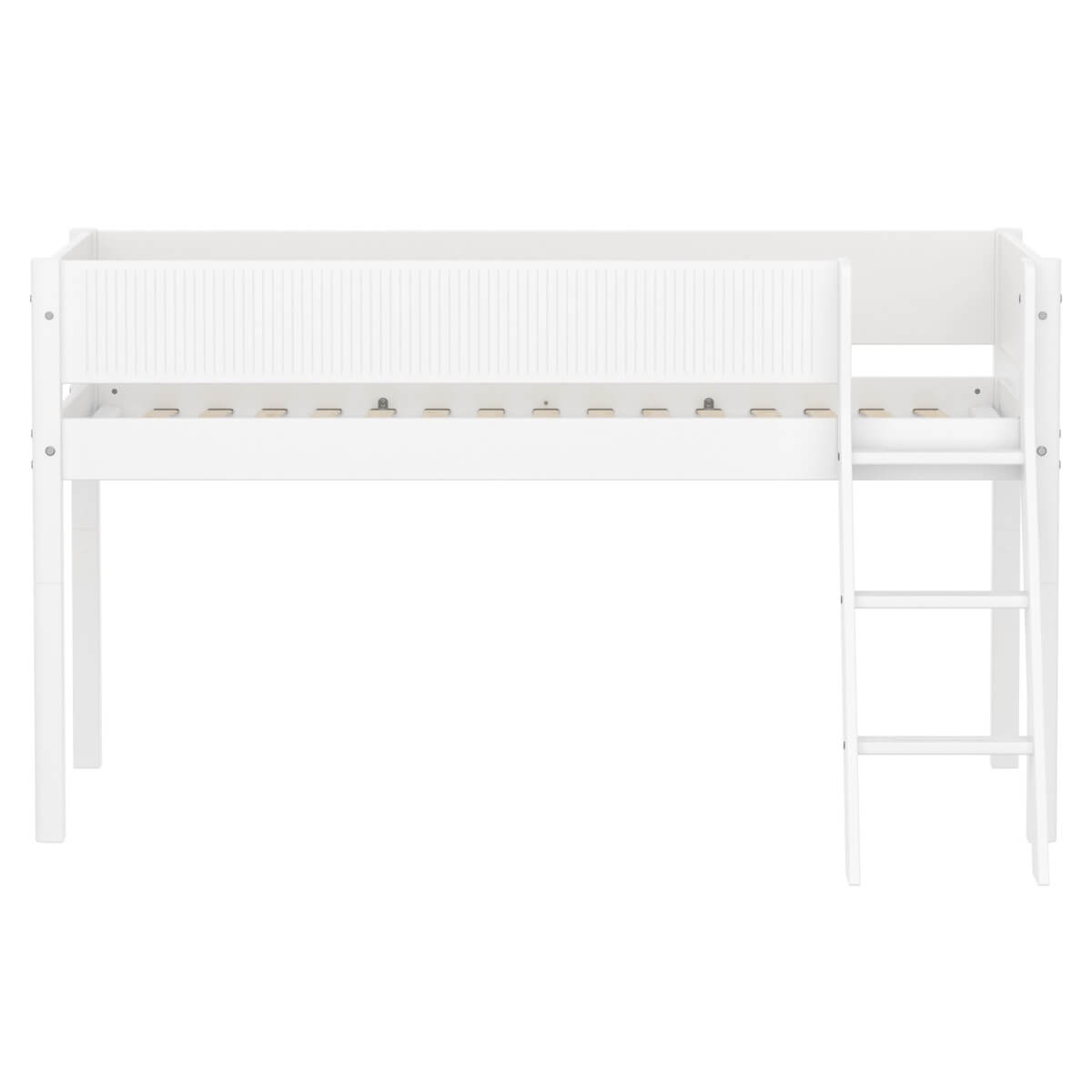 Cama media alta 90x200cm escalera inclinada-barrera ranuras WHITE Flexa