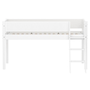 Cama media alta 90x200cm escalera inclinada-barrera ranuras WHITE Flexa