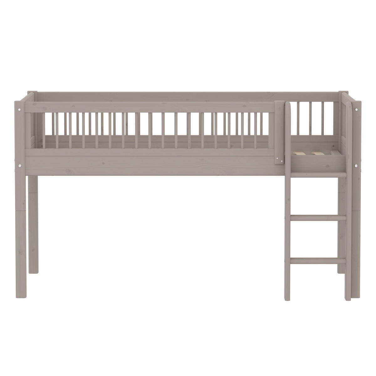 Cama media alta 90x200cm escalera recta-barrera barras CLASSIC Flexa grey washed