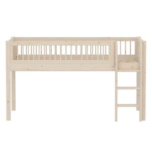 Cama media alta 90x200cm escalera recta-barrera barras CLASSIC Flexa white washed