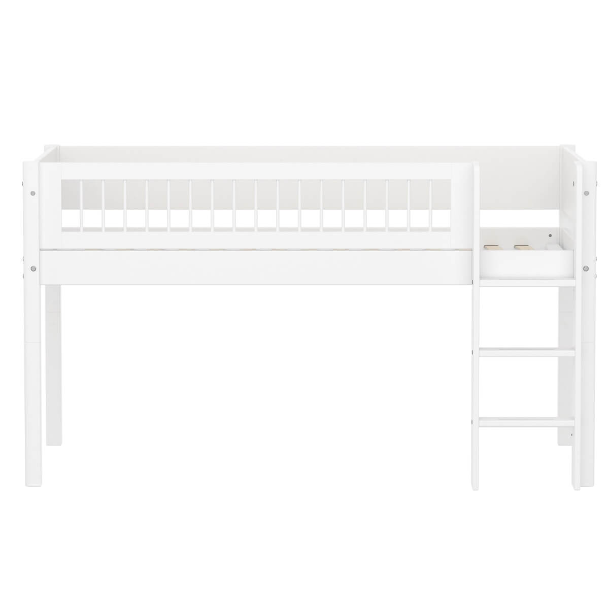Cama media alta 90x200cm escalera recta-barrera barras WHITE Flexa