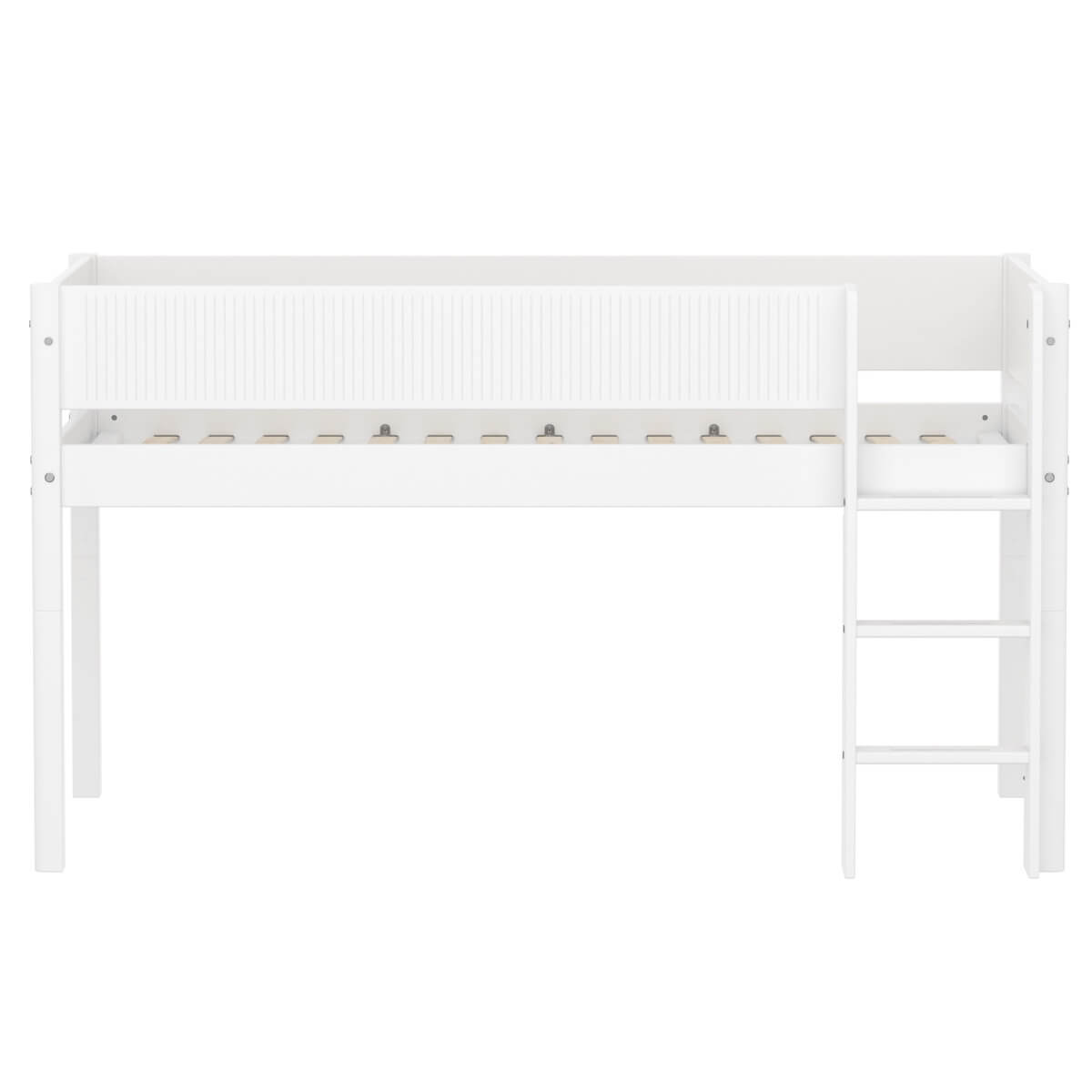 Cama media alta 90x200cm escalera recta-barrera ranuras WHITE Flexa