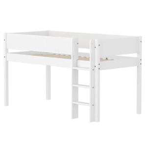Cama media alta 90x200cm escalera recta-barrera ranuras WHITE Flexa