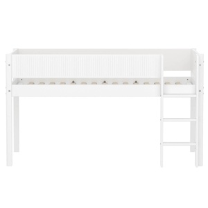 Cama media alta 90x200cm escalera recta-barrera ranuras WHITE Flexa