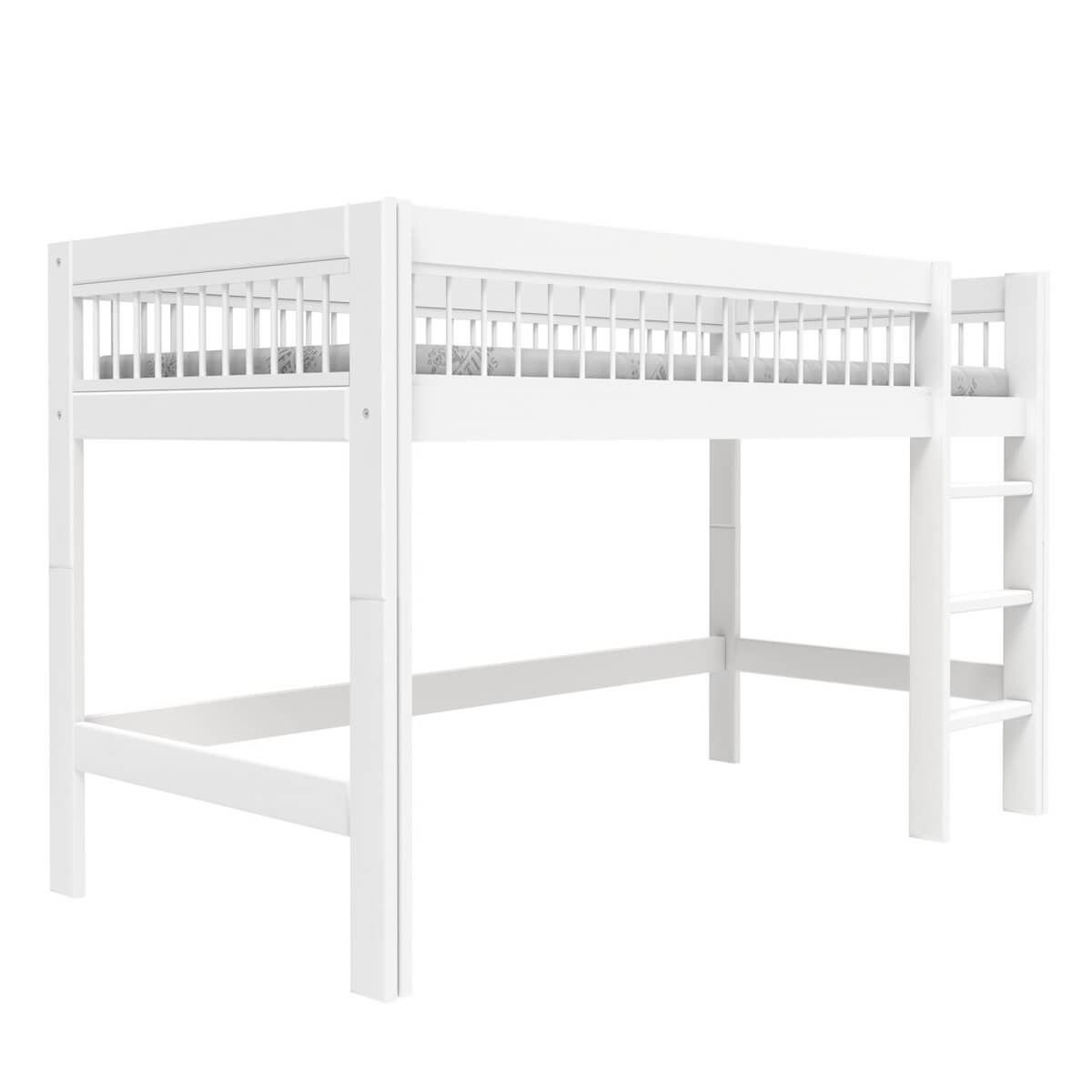 Cama media alta 90x200cm escalera recta BREEZE Lifetime blanco