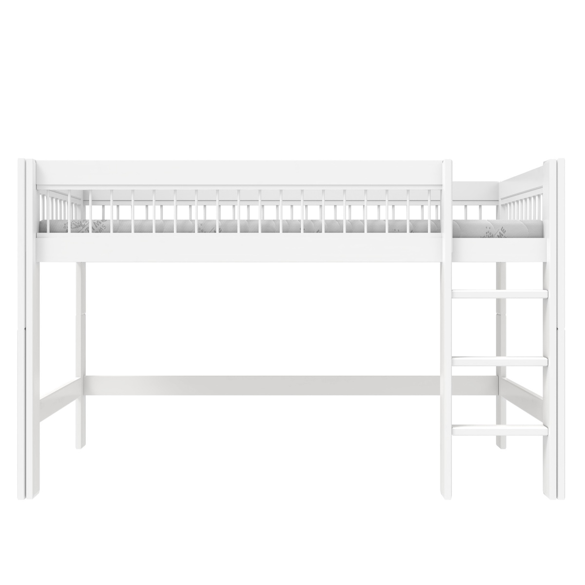 Cama media alta 90x200cm escalera recta BREEZE somier Deluxe Lifetime blanco