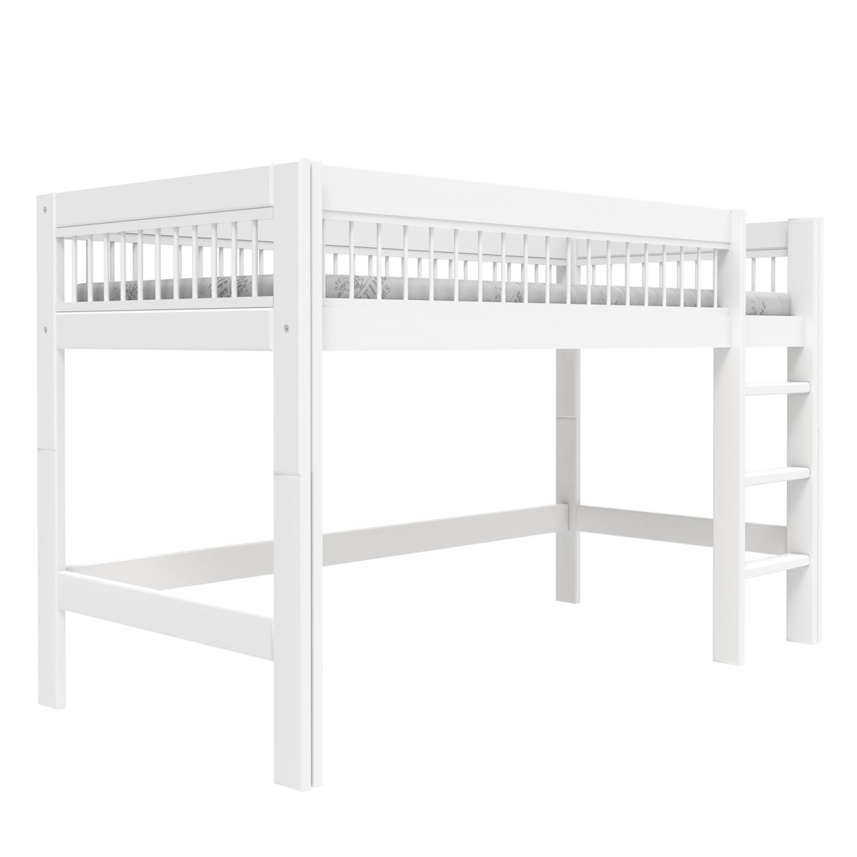 Cama media alta 90x200cm escalera recta BREEZE somier Deluxe Lifetime blanco