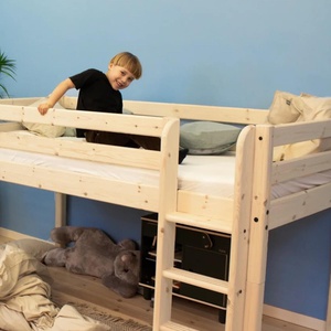 Cama media alta 90x200cm escalera recta CLASSIC RAW Flexa pino