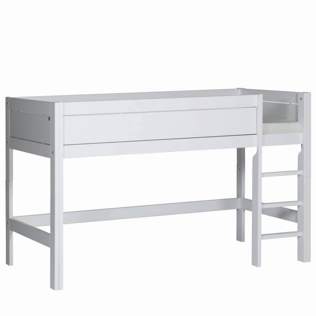 Cama media alta 90x200cm escalera recta Lifetime blanco