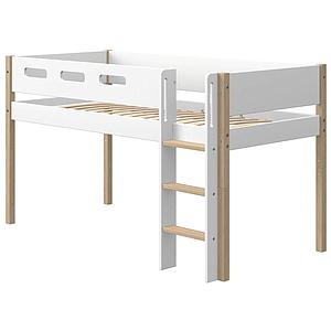 Cama media alta 90x200cm escalera recta NOR Flexa roble-blanco
