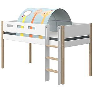 Cama media alta 90x200cm escalera recta NOR Flexa roble-blanco