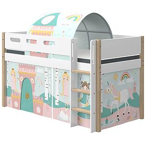 Cama media alta 90x200cm escalera recta NOR Flexa roble-blanco
