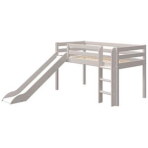 Cama media alta 90x200cm escalera recta-tobogán CLASSIC Flexa grey washed