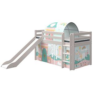 Cama media alta 90x200cm escalera recta-tobogán CLASSIC Flexa grey washed