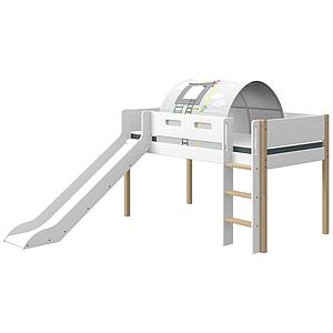 Cama media alta 90x200cm escalera recta-tobogán NOR Flexa roble-blanco