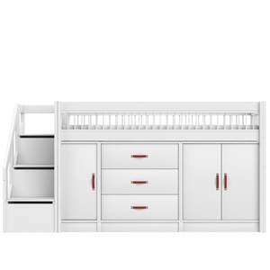 Cama media alta All-in-One 90x200cm escalera cajones BREEZE Lifetime Somier Deluxe blanco