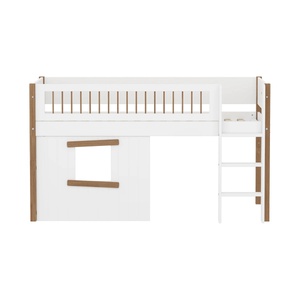 Cama media-alta casa árbol 90x200cm NOR escalera recta-barrera barras Flexa roble ventana