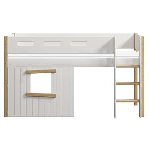 Cama media-alta casa árbol 90x200cm NOR escalera recta roble ventana