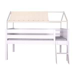 Cama media alta-casa techo-textil KASVA haya lacado blanco