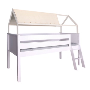 Cama media alta-casa techo-textil KASVA haya lacado blanco