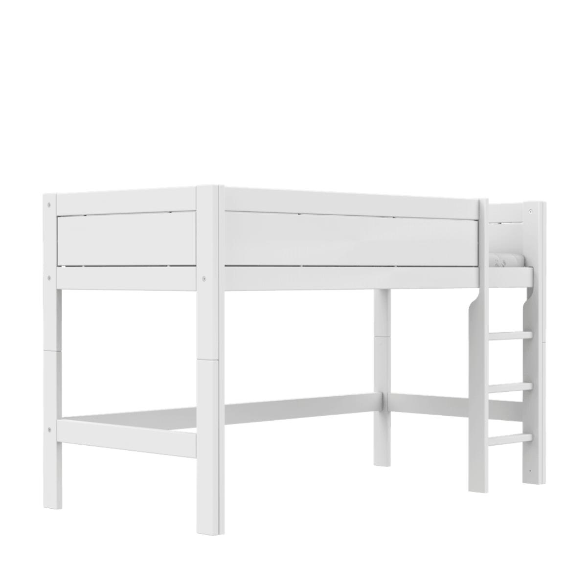 Cama media alta-escalera recta 90x200cm somier DELUXE Lifetime blanco