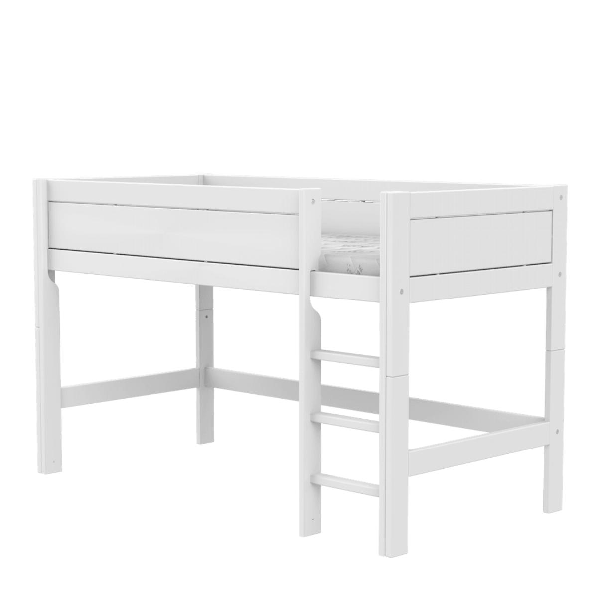 Cama media alta-escalera recta 90x200cm somier DELUXE Lifetime blanco