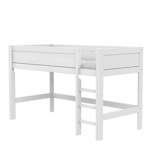 Cama media alta-escalera recta 90x200cm somier DELUXE Lifetime blanco