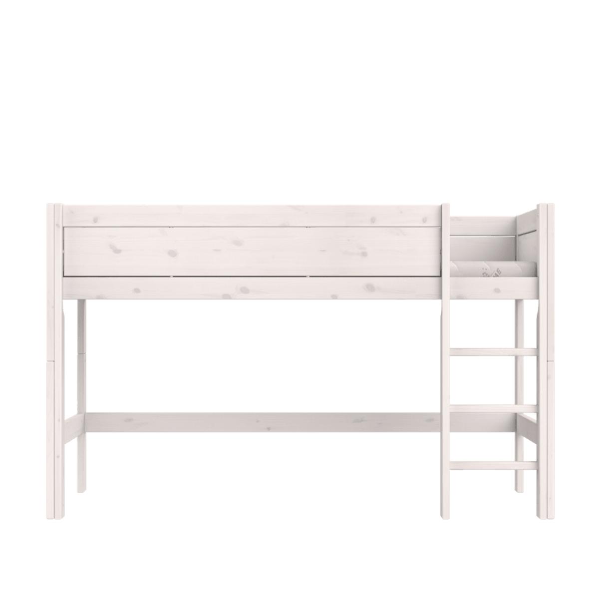 Cama media alta-escalera recta 90x200cm somier DELUXE Lifetime blanqueado