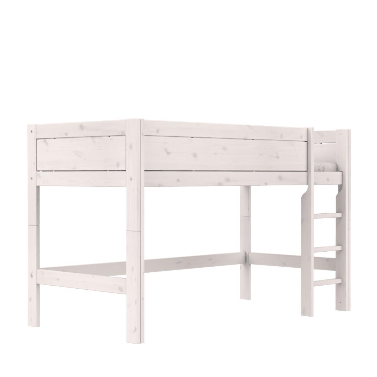 Cama media alta-escalera recta 90x200cm somier DELUXE Lifetime blanqueado
