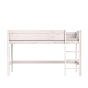 Cama media alta-escalera recta 90x200cm somier DELUXE Lifetime blanqueado