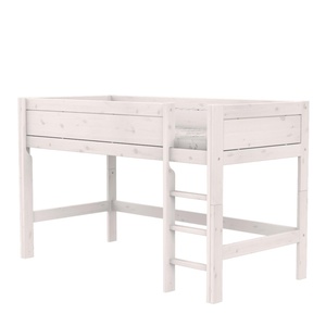 Cama media alta-escalera recta 90x200cm somier DELUXE Lifetime blanqueado