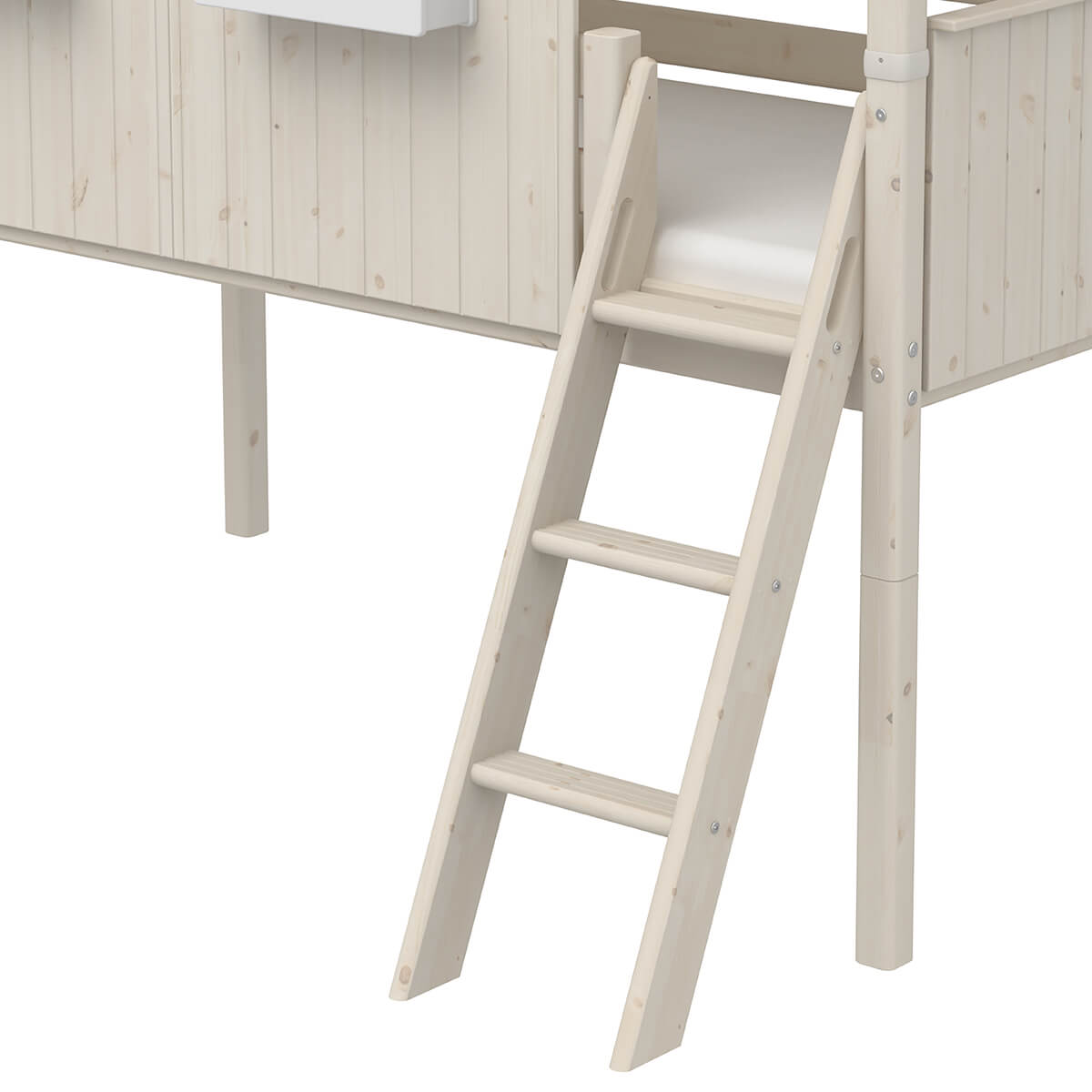 Cama media alta evolutiva cabaña 90x200cm 1/1 PLAY HOUSE CLASSIC Flexa blanco cal