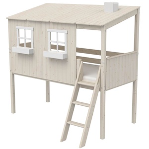 Cama media alta evolutiva cabaña 90x200cm 1/1 PLAY HOUSE CLASSIC Flexa blanco cal